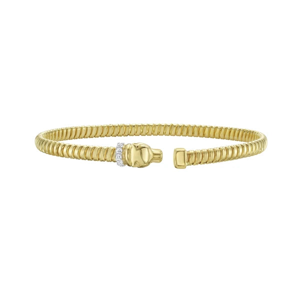 14K Diamond Panther Tubogas Cuff
