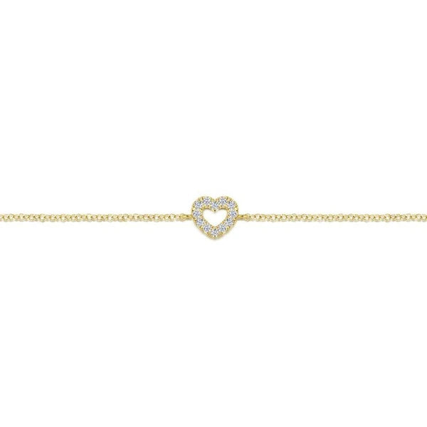 14K Yellow Gold Chain Bracelet with e Diamond Heart