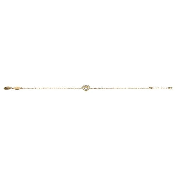14K Yellow Gold Chain Bracelet with e Diamond Heart