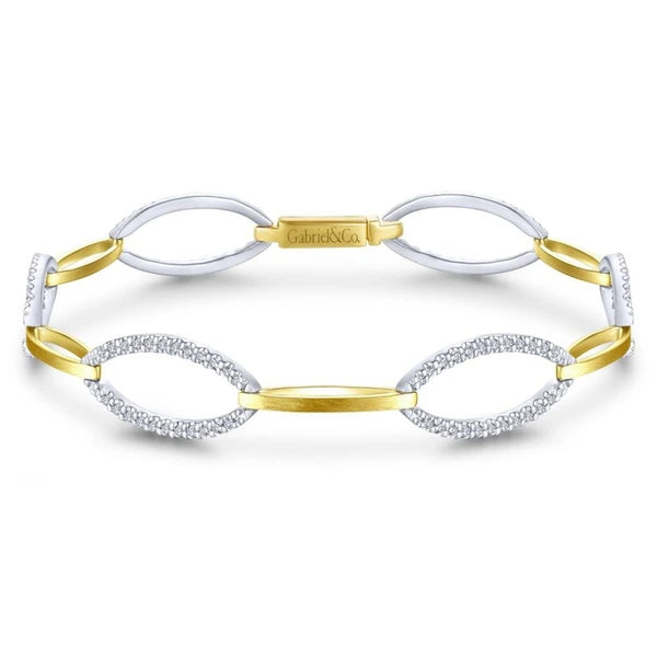 14K Yellow and White Gold Oval and Diamond Bracelet