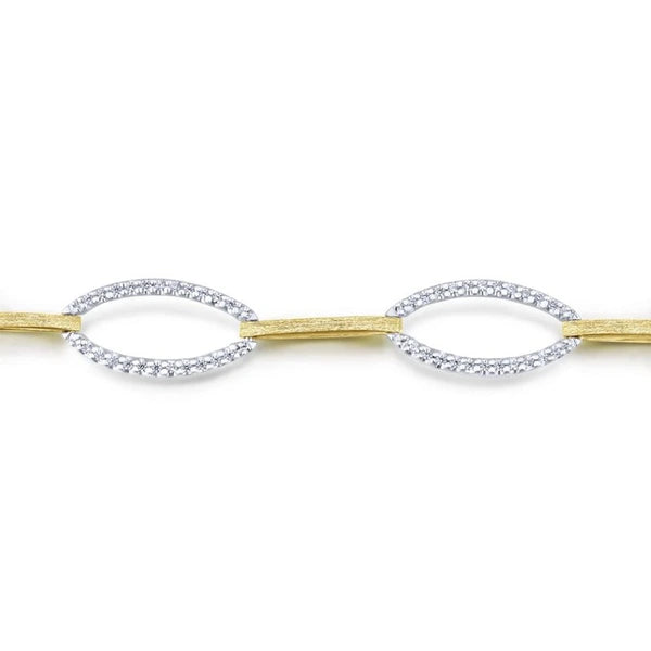 14K Yellow and White Gold Oval and Diamond Bracelet