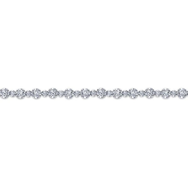 14K White Gold Buttercup Set Diamond Tennis Bracelet