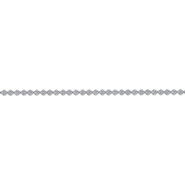 14K White Gold Buttercup Set Diamond Tennis Bracelet
