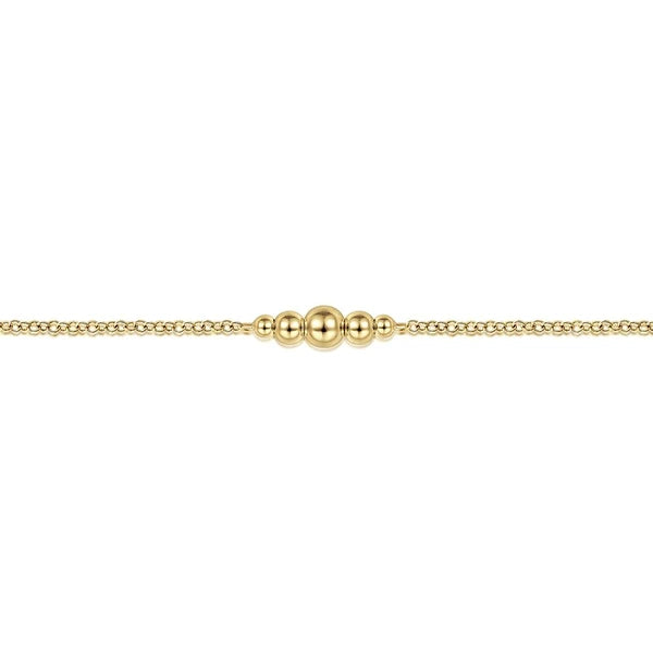 14K Yellow Gold Graduating Bead Stations Bracelet