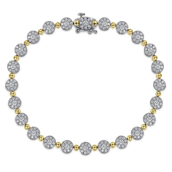 14K White-Yellow Gold Diamond Cluster Bracelet