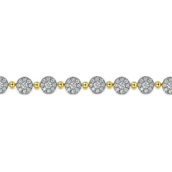 14K White-Yellow Gold Diamond Cluster Bracelet