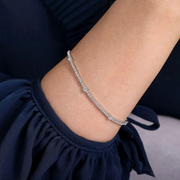 14K White Gold Diamond  Tennis Bracelet