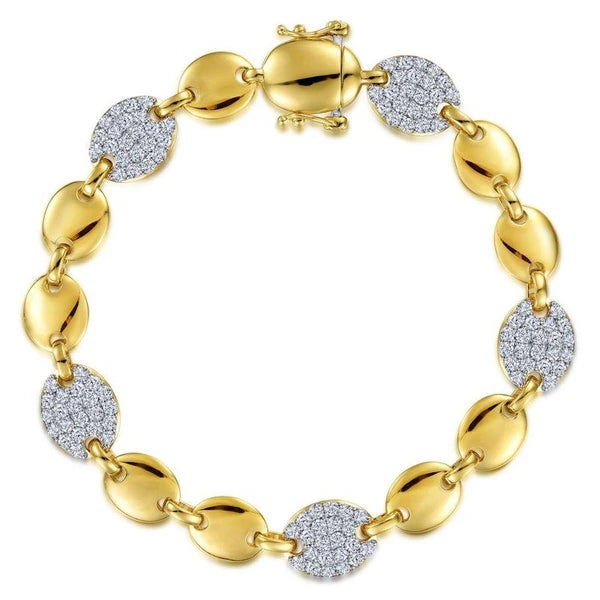 14K Yellow Gold Contemporary Diamond Tennis Bracelet