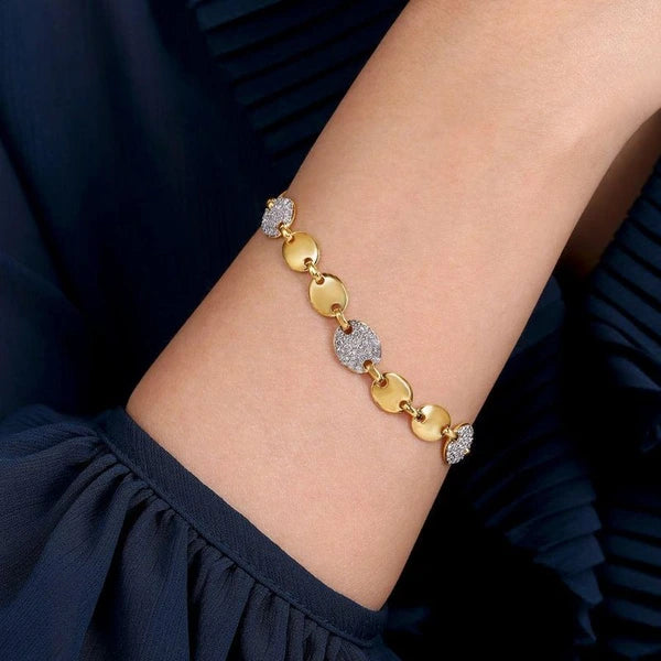 14K Yellow Gold Contemporary Diamond Tennis Bracelet
