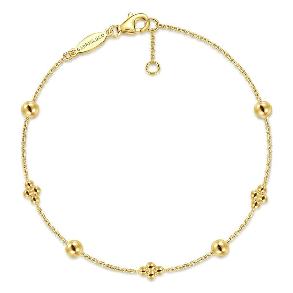 14K Yellow Gold Bujukan Beads Station Bracelet
