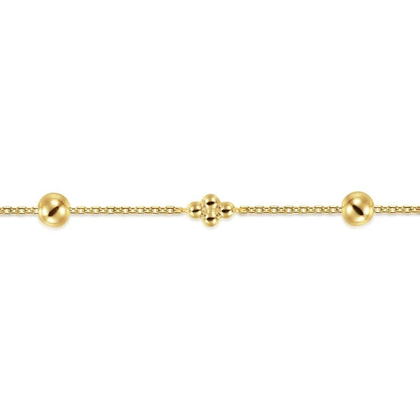 14K Yellow Gold Bujukan Beads Station Bracelet