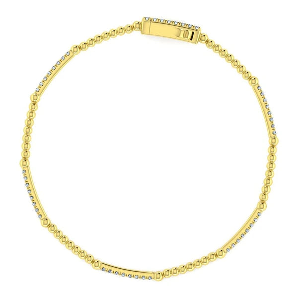 14K Yellow Gold Bujukan Diamond  Tennis Bracelet