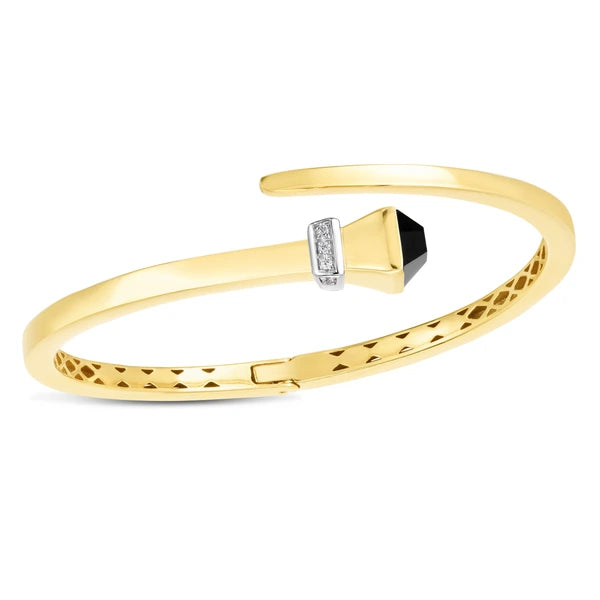 14K Onyx &amp; Diamond Wrap Hardware Bangle