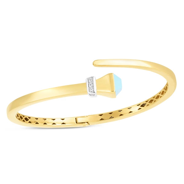 14K Turquoise &amp; Diamond Wrap Hardware Bangle