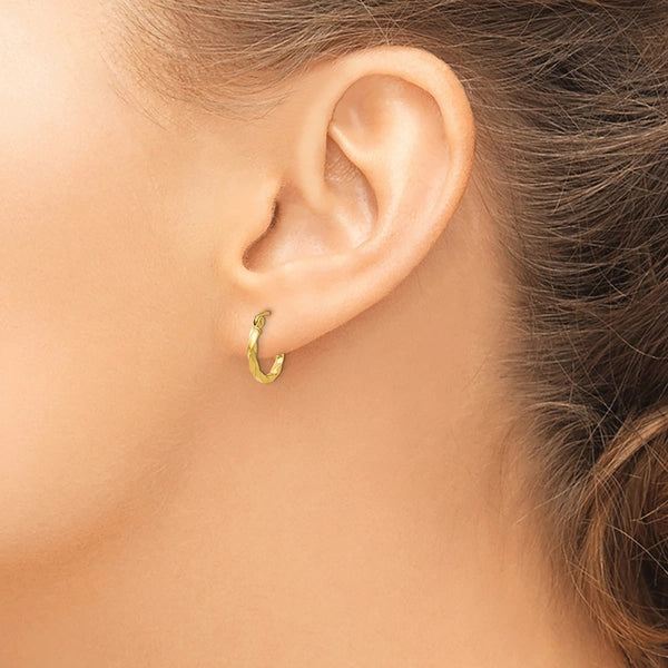2mm Gold Twisted Tube Hoop Earrings