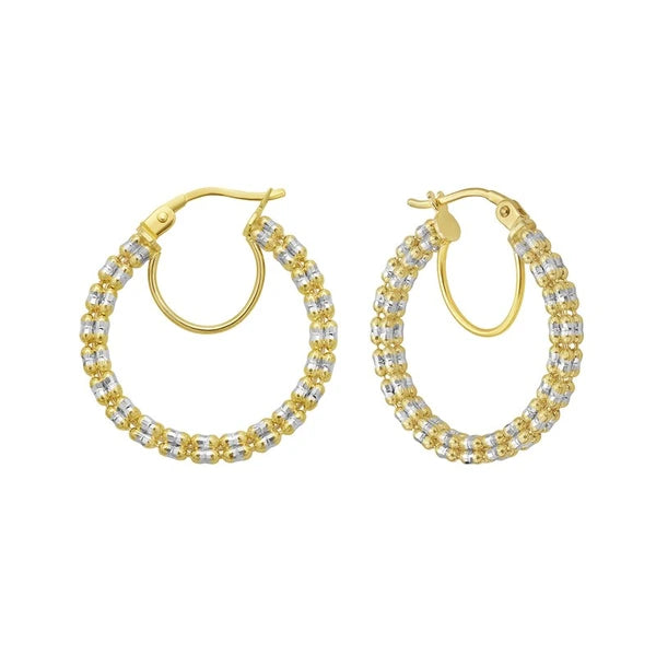 14K Ice Chain Round Hoops