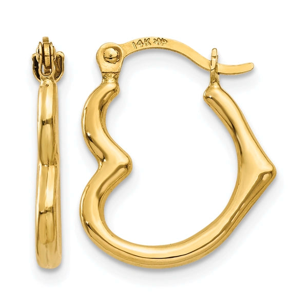Gold Heart Shaped Hoop Earrings
