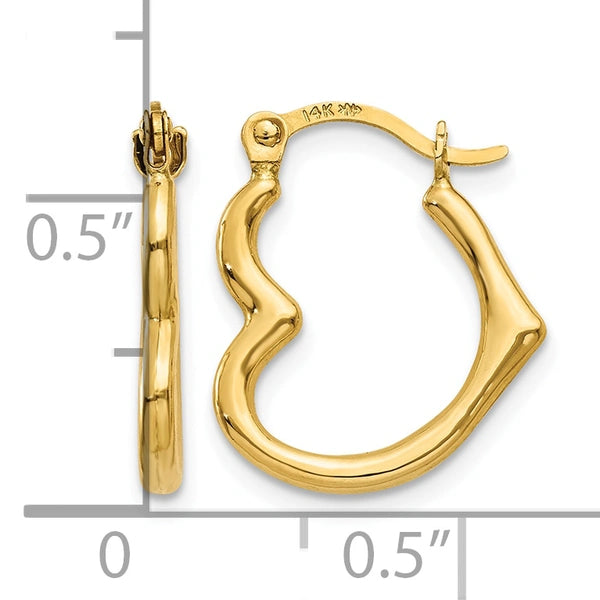 Gold Heart Shaped Hoop Earrings