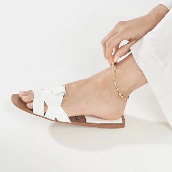 Two-Tone Stampato D/C and Satin Hearts Anklet