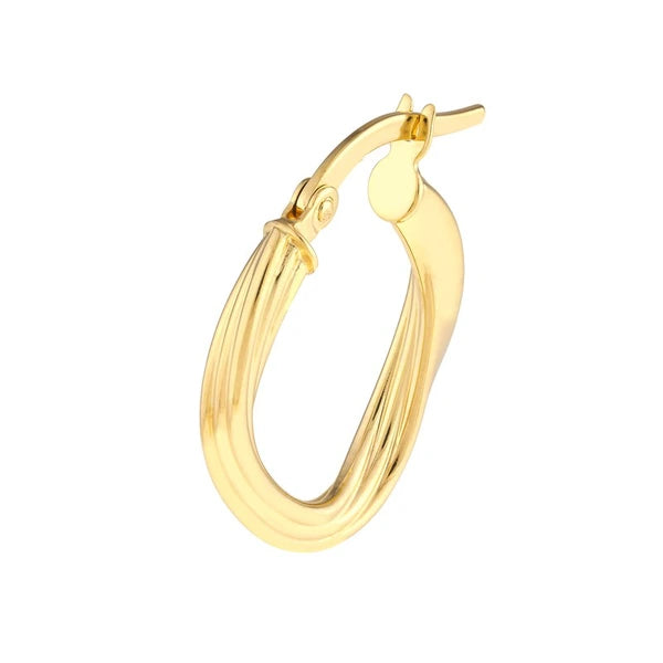 Fluted Oval Hoop Earrings
