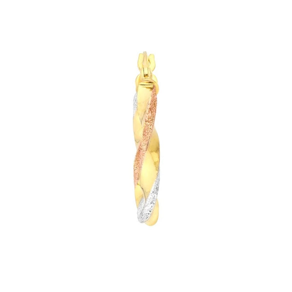 Tri-Color Twisted Hoop Earrings