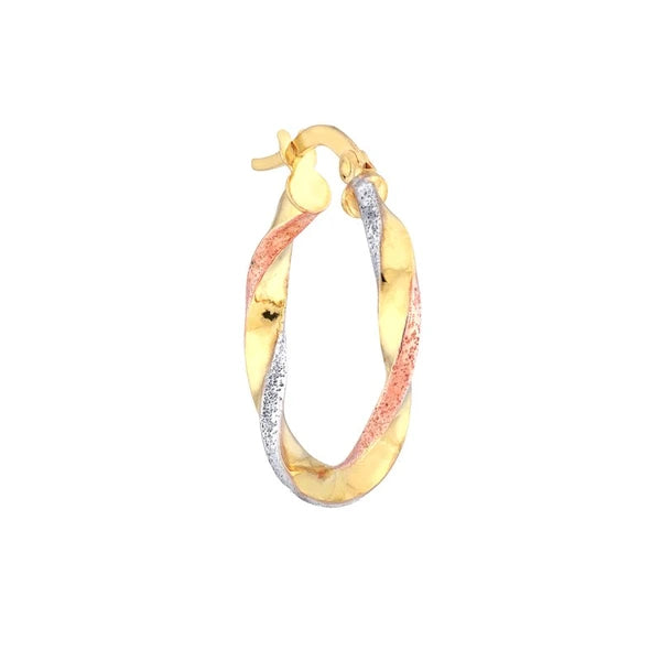 Tri-Color Twisted Hoop Earrings