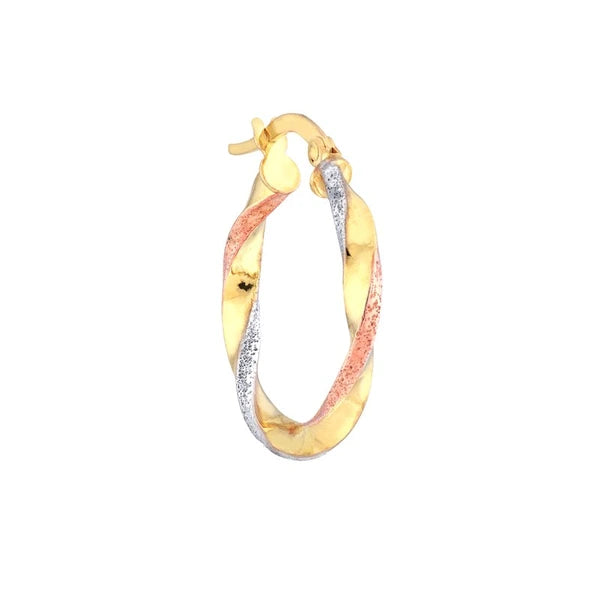 Tri-Color Twisted Hoop Earrings