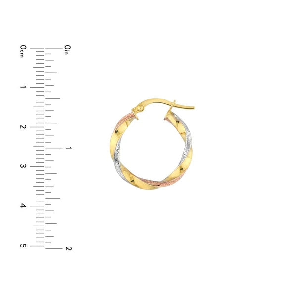 Tri-Color Twisted Hoop Earrings
