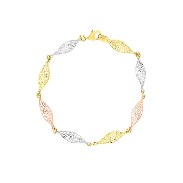 Tri-Color Twisted Filigree Bracelet