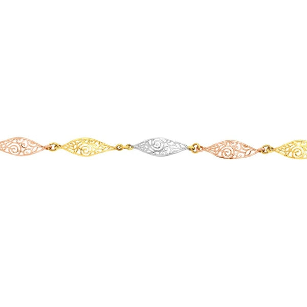 Tri-Color Twisted Filigree Bracelet