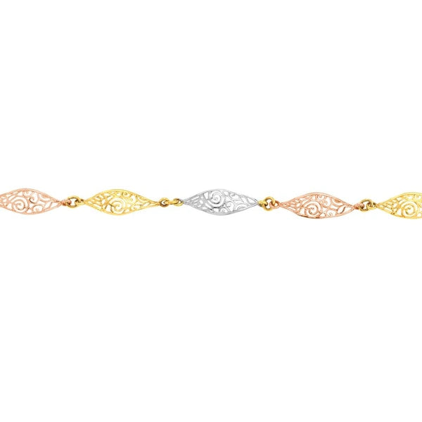 Tri-Color Twisted Filigree Bracelet