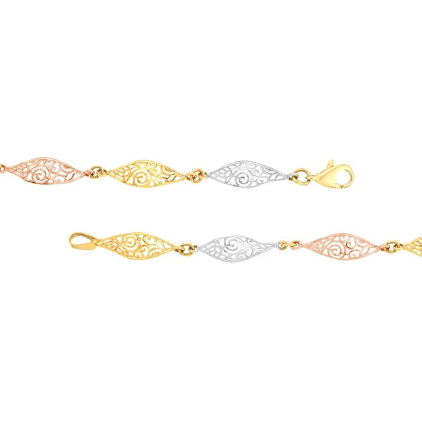 Tri-Color Twisted Filigree Bracelet
