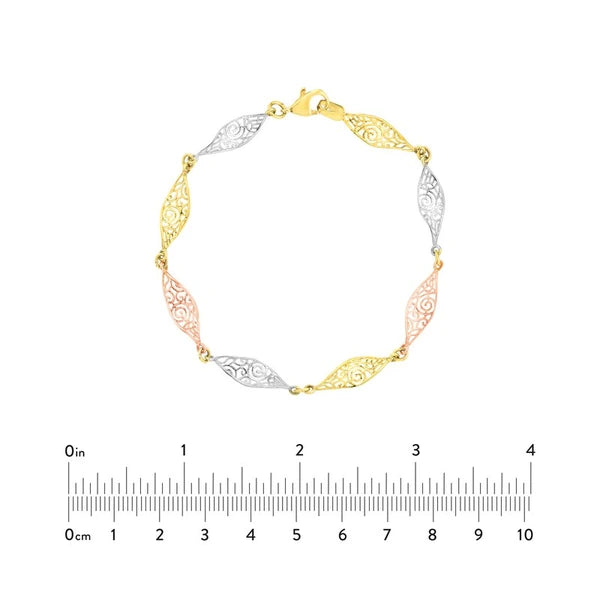 Tri-Color Twisted Filigree Bracelet