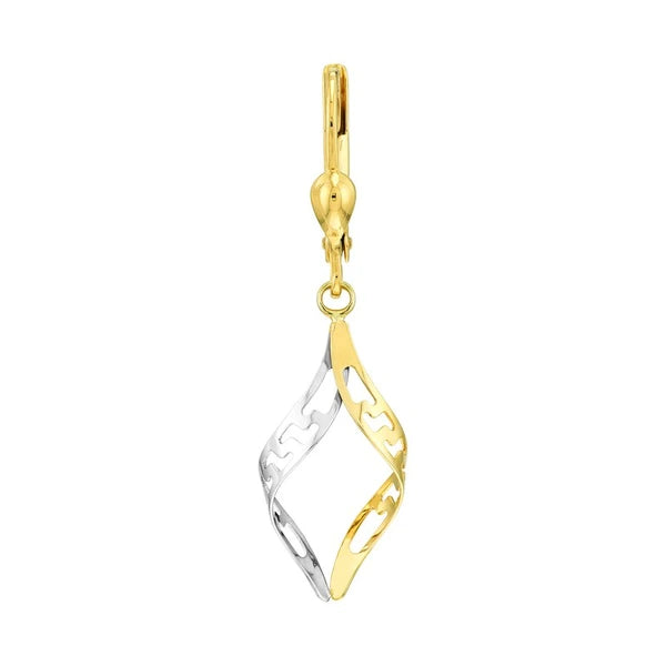 Two-Tone Flat Marquise Twist Earrings on Leverback