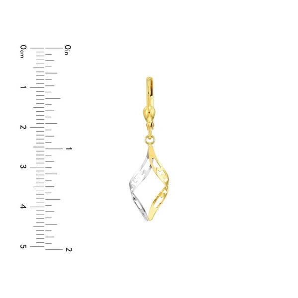 Two-Tone Flat Marquise Twist Earrings on Leverback