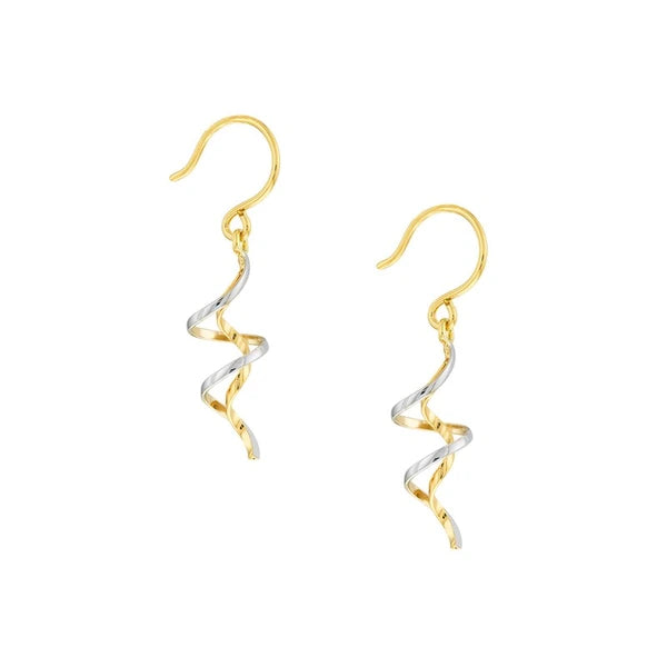 Two-Tone Twisted Wire Earrings on Fish Hook