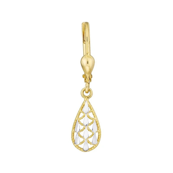 Two-Tone Filigree Teardrop Dangle Earrings