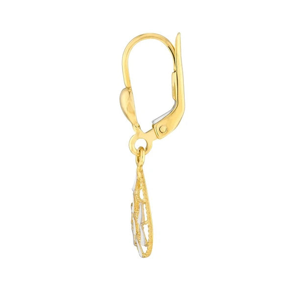 Two-Tone Filigree Teardrop Dangle Earrings