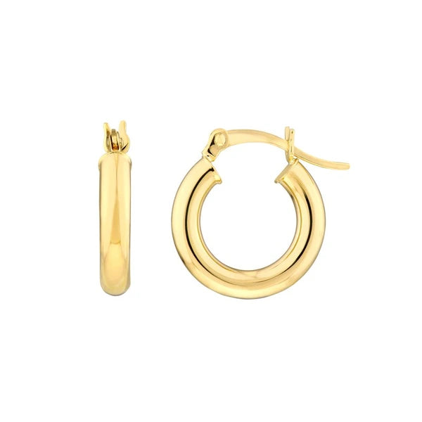 3mm x 15mm Polished Hoop Earrings