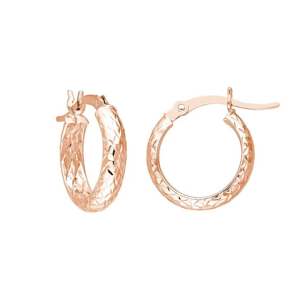 3mm x 15mm Diamond-Cut Hoop Earrings