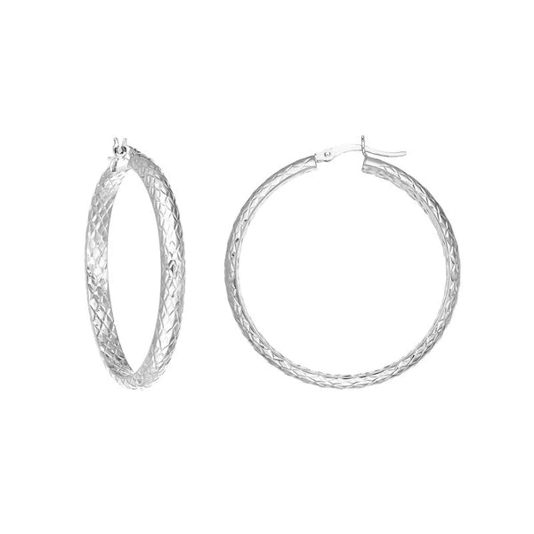 40mm x 4mm Diamond-Cut Hoop Earrings