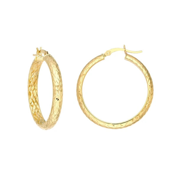 30mm x 4mm Diamond-Cut Hoop Earrings