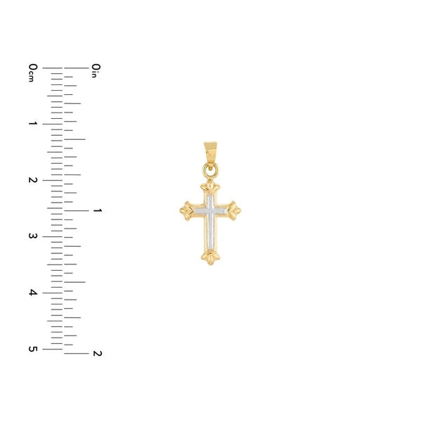 Two-Tone Small Cross Fleur Pendant