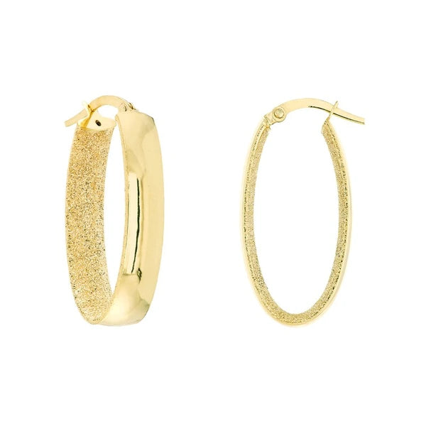 Laser Interior Oval Hoop Earrings