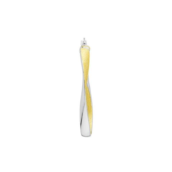 Two-Tone Curved Oval Hoop Earrings