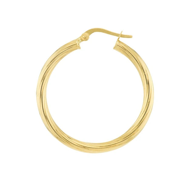 Large Round Fluted Spiral Hoop Earrings