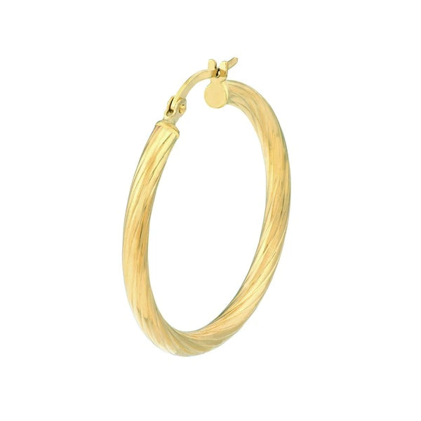 Large Round Fluted Spiral Hoop Earrings
