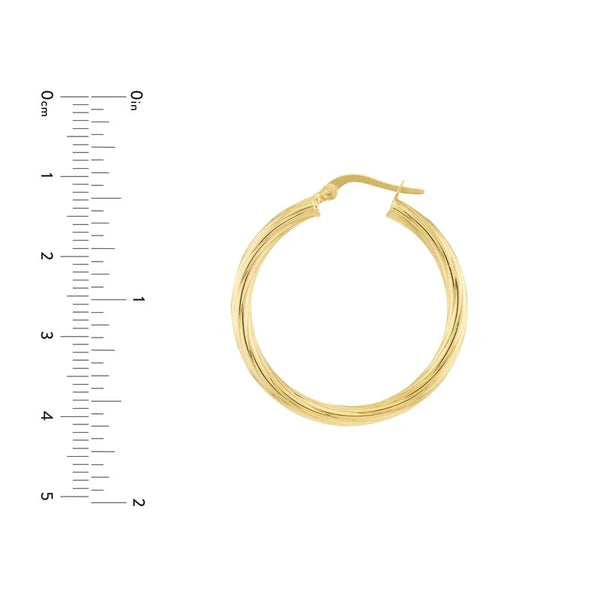 Large Round Fluted Spiral Hoop Earrings