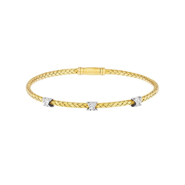Cross-Cross Diamond Yellow/White Mesh Bangle