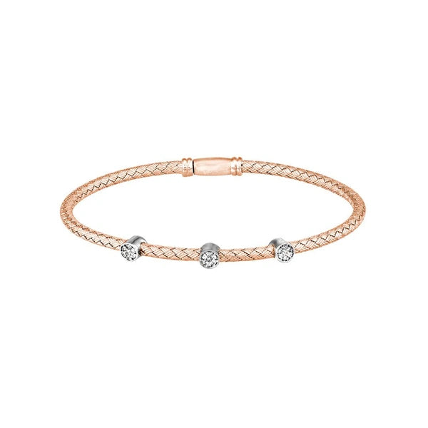 Diamond Trio Station Rose Mesh Bangle